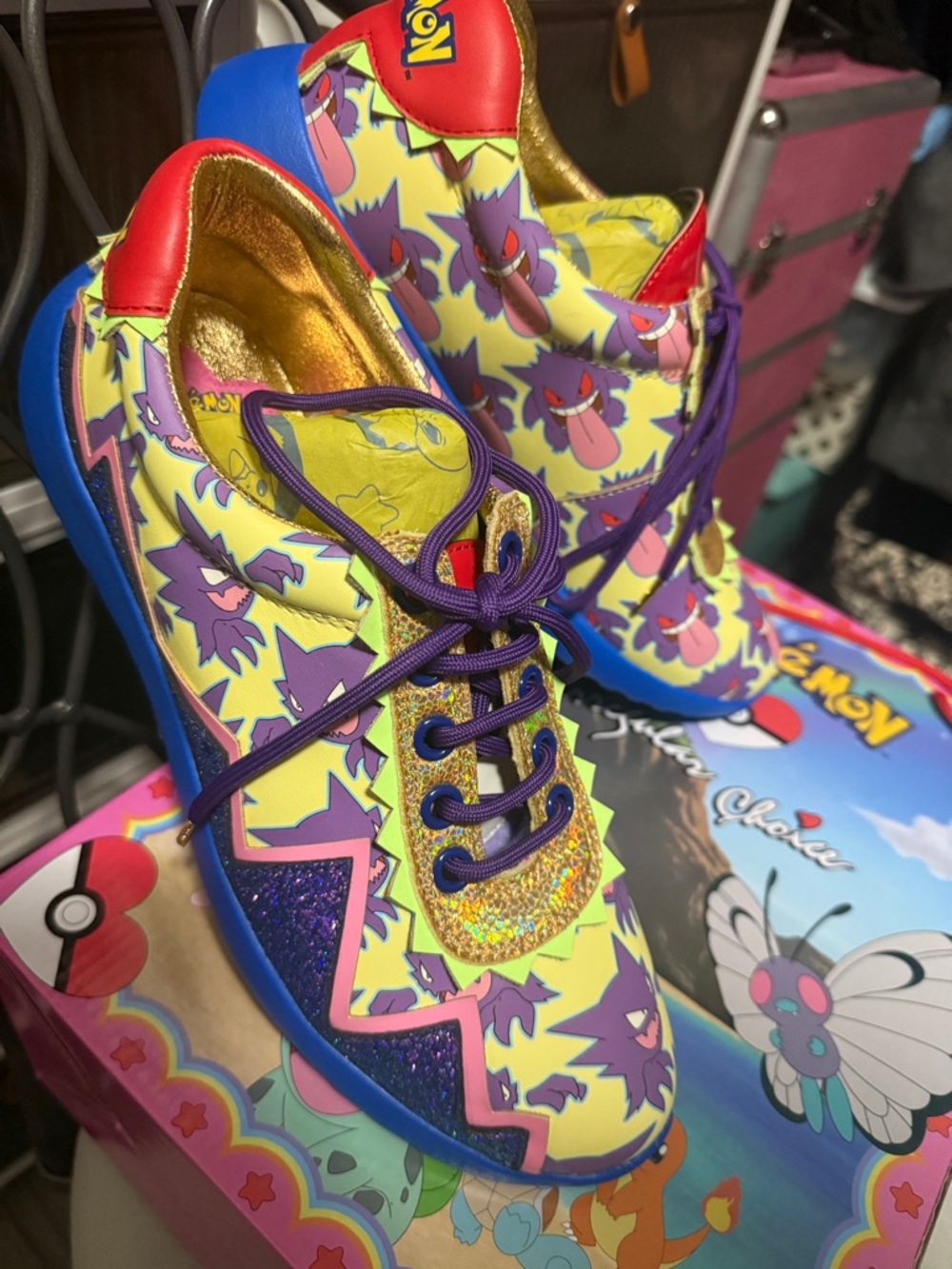 Irregular Choice Spooky Days Yellow Purple Blue Gengar Pokémon Athletic Shoes - Picture 4 of 5